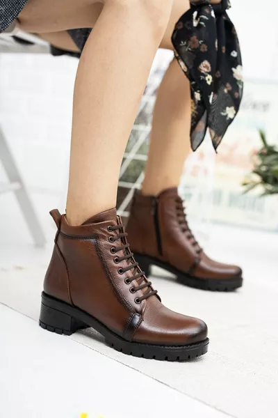 Hakiki Deri Taba Kadın Deri Postal Bot 