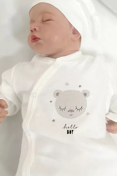 Organische  stuks Interlock Hospital Outlet - Pure Baby Series - Bruine Oren Teddybeer