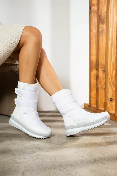 Thermal Fur Anti Slip Sole White Color Snow Boots