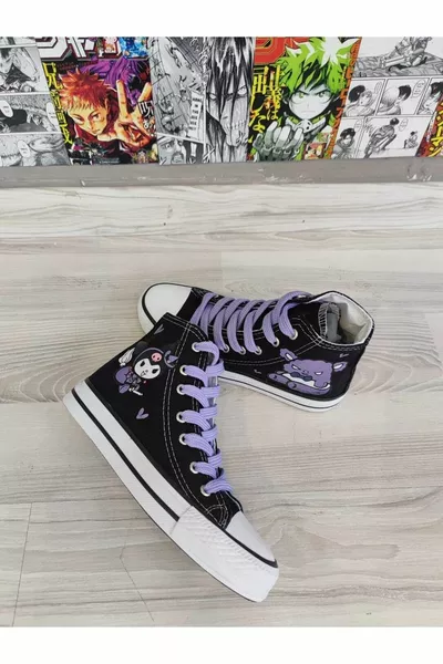 Printed Black Ankle Sneakers