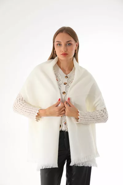 المرأة لينة محكم Ecru سادة وشاح