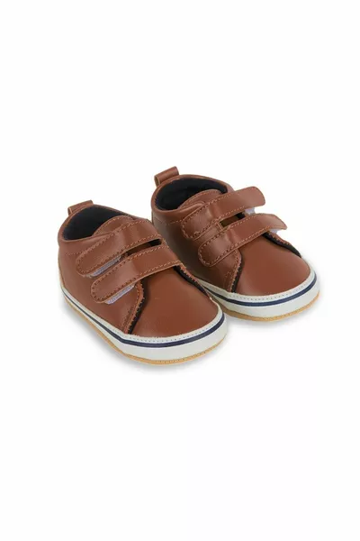 Braune Baby Jungen Velcro Booties Erste Schritt 