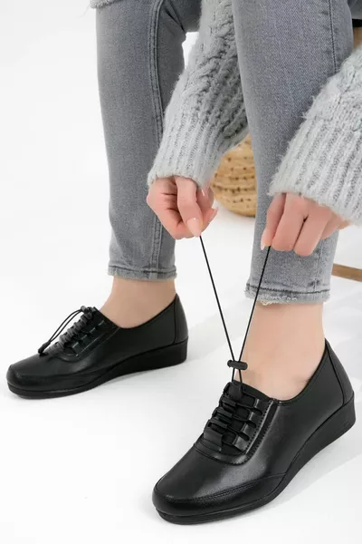 Дамски черни класически обувки Ортопедични обувки за майка Обувки Майка Балет Обувки Майка Жени Ежедневни обувки