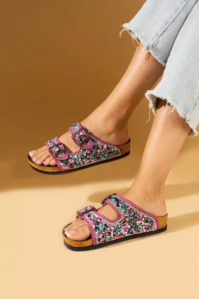 الفوشيه الحجر الطبيعي العظام النعال الوحيدة عارضة النعال عارضة مع مشبك حزام مزدوج