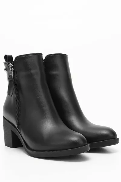 ZWARTE Front Ronde Teen Hakken Rits Kwastje Vrouwen Casual Laarzen 