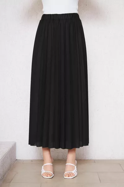 تنورة مطوية طويلة مبطنة سادة ، تنورة مطوية ، تنورة صيفية ، تنورة كريب ، تنورة محجبة ، تنورة طويلة