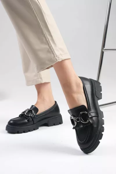 سوزي أسود اللون سميكة وحيد المرأة أحذية المتسكع