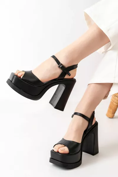 Женские туфли на платформе Black Skin Single Band (cm)