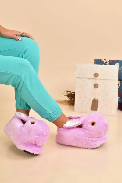 Femmes Animal Hiver Peluche Lapin Panduf Maison Pantoufles