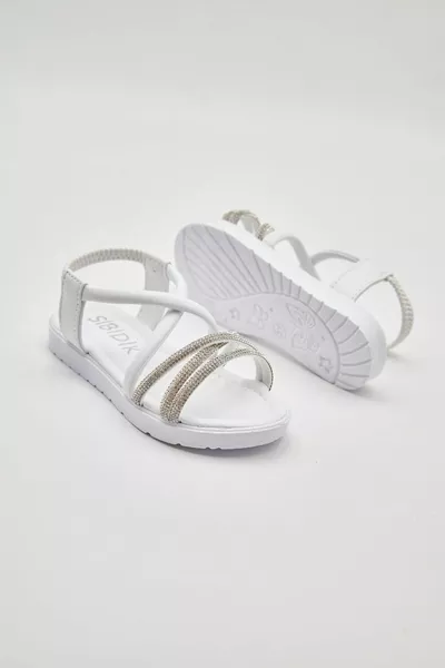 Mädchen Orthopädische Sohle Sommer Stein Geflochtene elastische Sandalen Weiß - Weiß