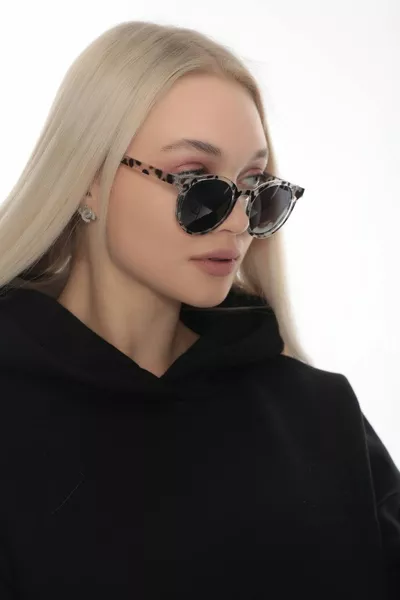 Round Uv  Zebra Pattern Sunglasses Micro Beige Detailed