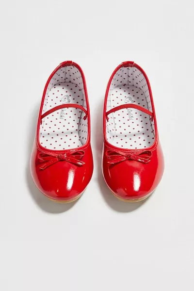 حذاء باليه أحمر مسطح للفتيات من أسلوبك في الموضة