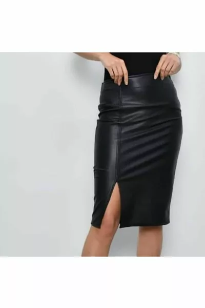 ملابس نسائية أسود صغير شق جلد قلم رصاص تنورة