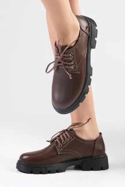 Olivia Brown Thick Sole Women's Loafer Shoes