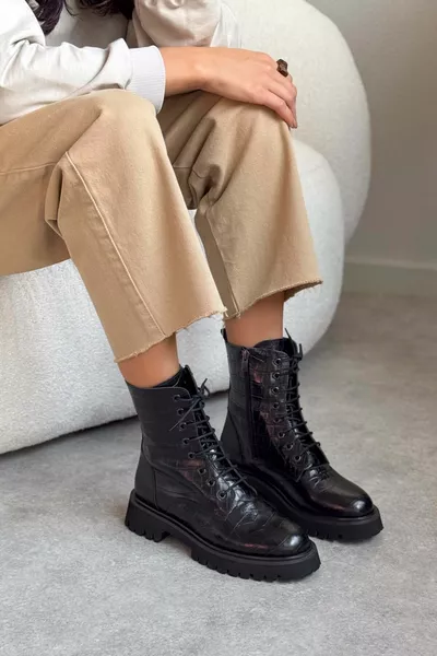 Tempest черна шарена естествена кожа 4 см дантела Дамска поща