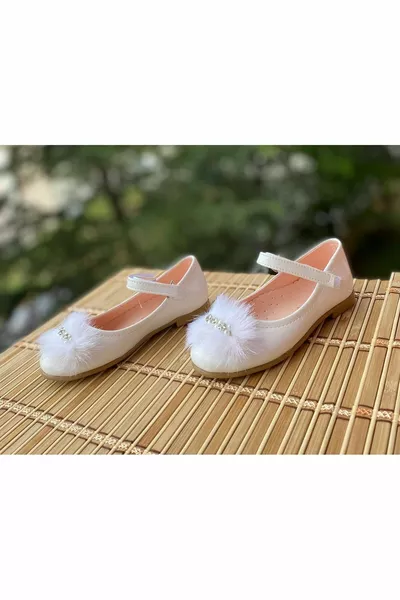 Gevederde steen met klittenband ballerina's voor meisjes