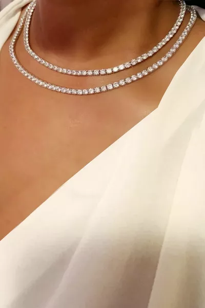 Women's 2-Piece Rhinestone Zircon Stone Waterway Necklace