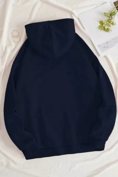 Shark Printed Unisex Marineblauwe Kangaroo Pocket Hoodie met capuchon