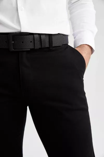 Men's Patterned Faux Leather Jean Belt WN