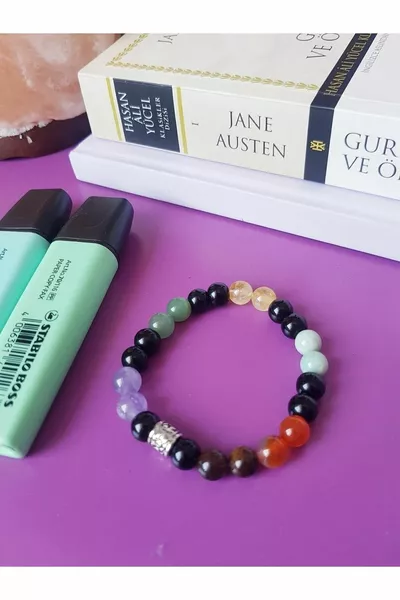 Student Achievement Armband Amethyst Achat Citrin Tigerauge Aventurin Onyx