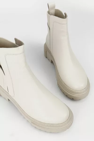 Дамски бежови ботуши и ботуши от естествена кожа челси