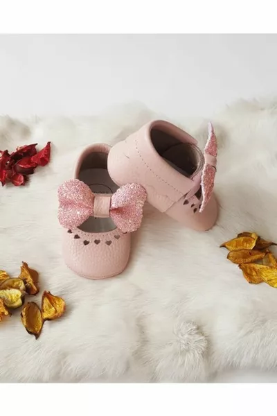 Alice Powder Stone Genuine Leather Baby Loafers