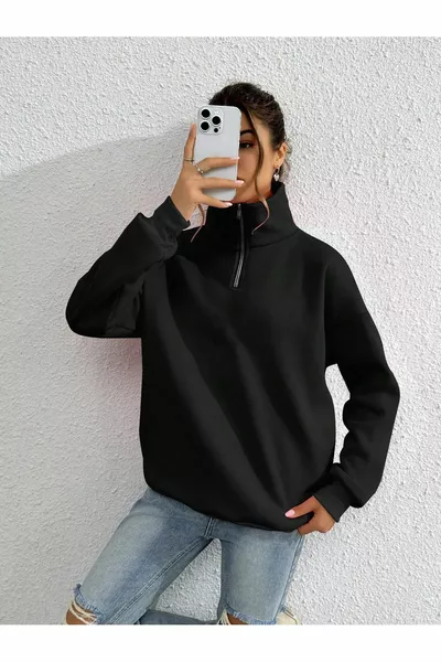 Halve rits opstaande kraag sweatshirt fleece winterpak