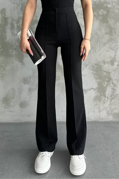 Pantalon Palazzo noir taille haute Pickup Spanish Leg pour femme