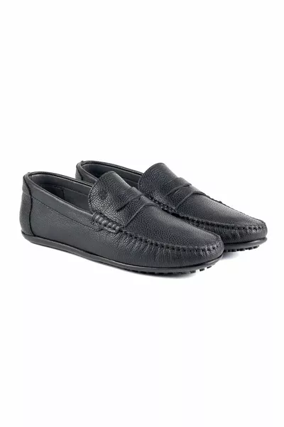 Schwarze Herren-Loafer-Schuhe aus echtem Leder SD