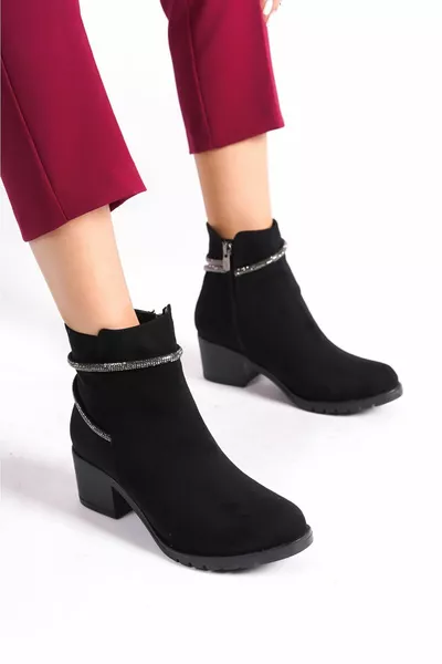 Balins Zwarte suède laarzen met hak