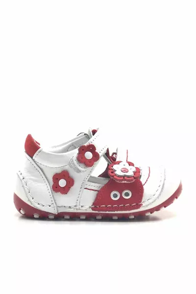 Chaussures d’été en cuir véritable Velcro rouge First Step