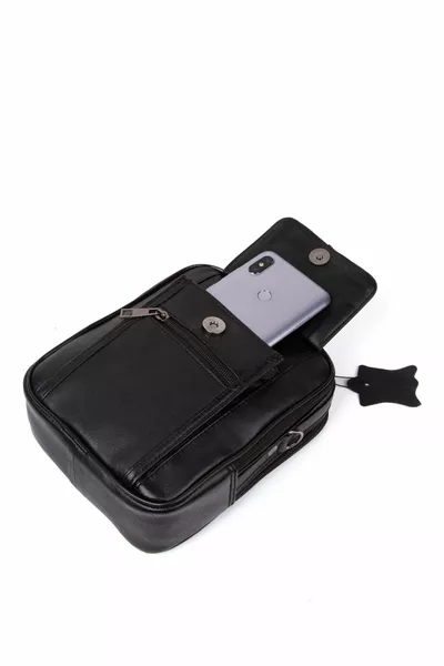 حقيبة يد رجالية مع غطاء جلد طبيعي (صغير)