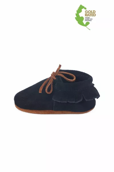 جلد طبيعي أسود من جلد الغزال ملزمة مفصلة الجوارب الطفل