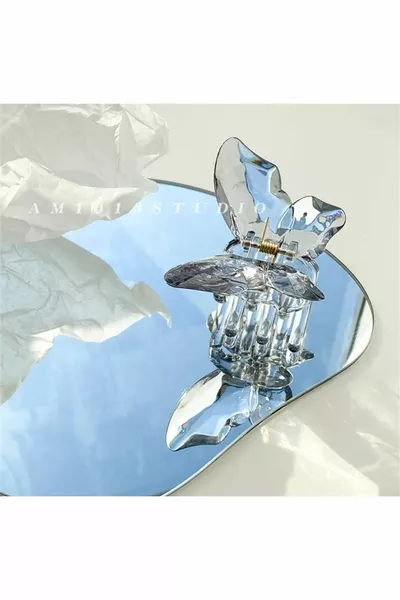 المرأة أنثراسايت شفافة فراشة المشبك