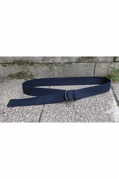 Unisex Sport Tactical Navy Blue Canvas Cloth Belt With Ring Buckle