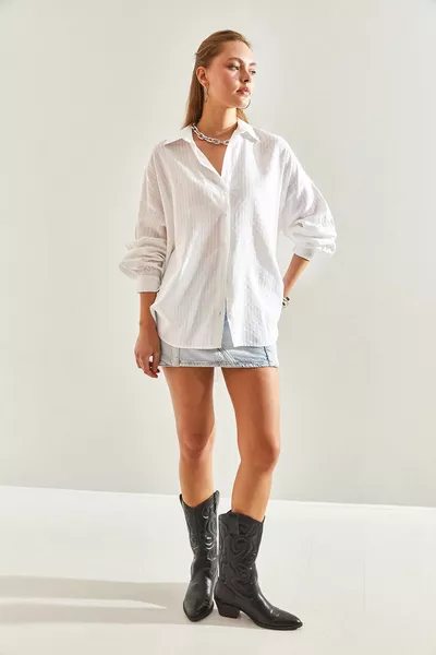 قميص جاكار كتان نسائي 