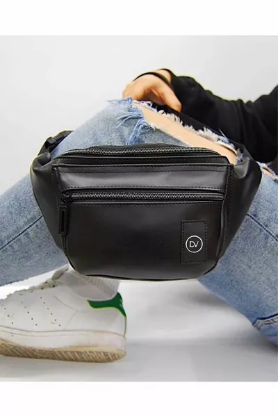 Borsa unisex in ecopelle nera e borsa a tracolla