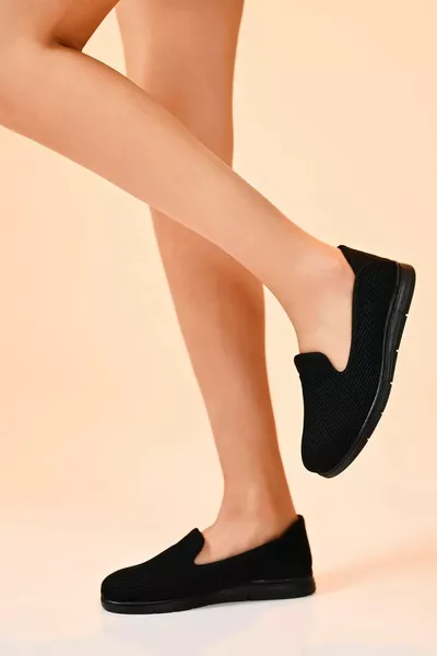 Dames Zwart Zachte Hiel Ondersteuning Casual Zool Casual Casual Sport Ballerina's Schoenen 