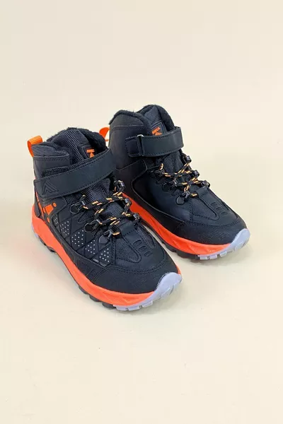 Winter Waterproof Velcro Black Orange Boys' Boots
