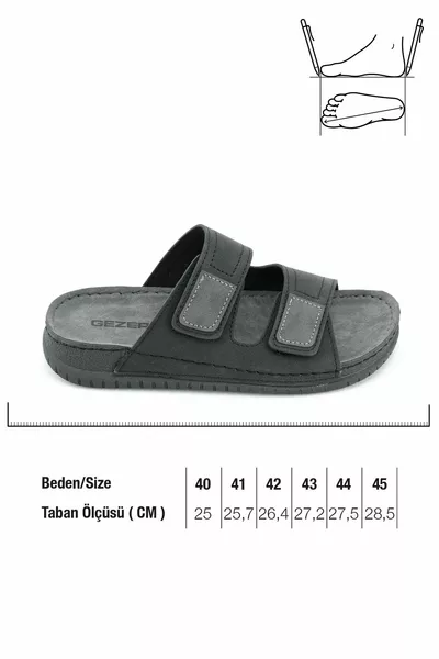 Estivo Uomo In Ecopelle Confortevole Soletta Due Cinture In Velcro Pantofole Casual Regolabili