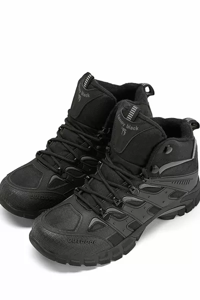 Unisex Black Smoked Casual Fit Water Repellent Lace-Up Unisex Boots