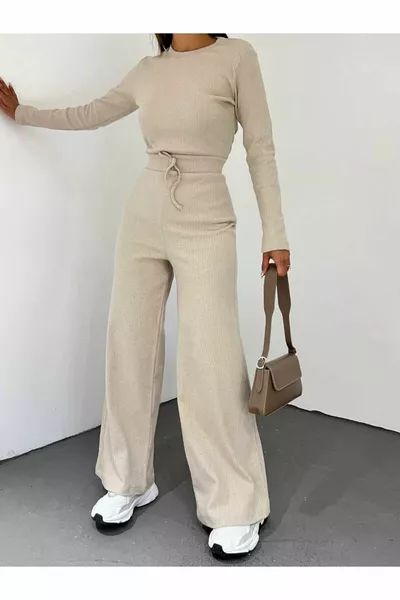 Ensemble caraco beige pour femme