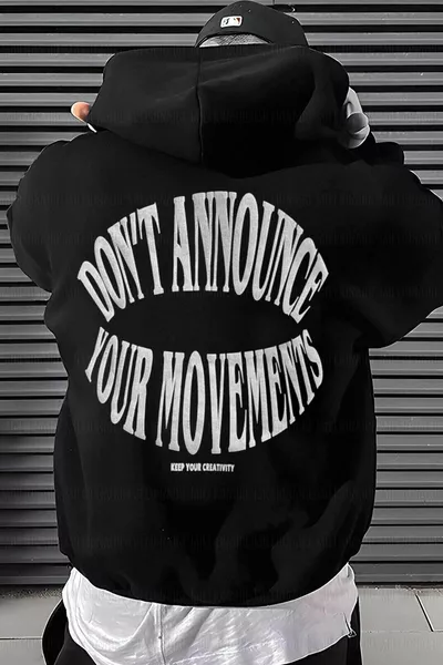 Heren Zwart Don't Announce Hooded Oversize 3 draad Shabby Loose Fit Hoodie Sweatshirt