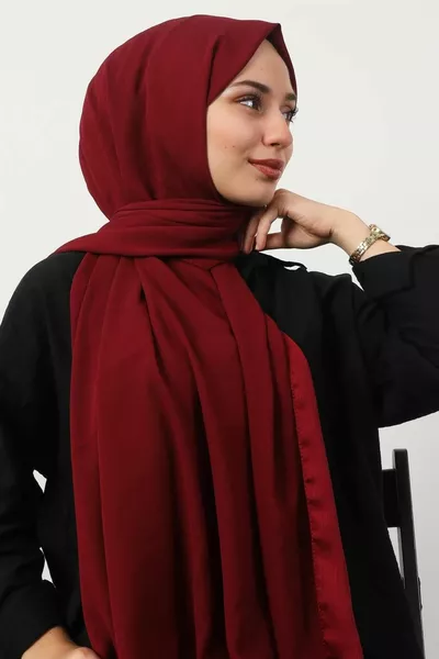 Crowbar Pattern Burgundy Cotton Jacquard Shawl