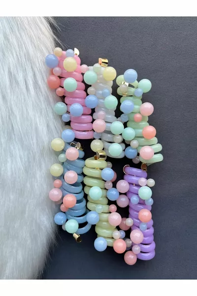 Fermoir à ressort perlé de couleur douce 1 pièce