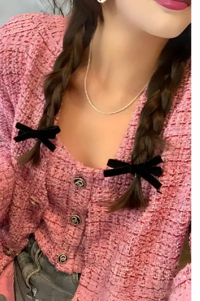 Modèle Velvet Bow Femme Boucle Élastiquée 2 Pièces