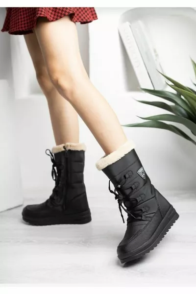 Damen Pelz Thermo rutschfeste Sohle Mutter & Tochter Kombination Schneestiefel