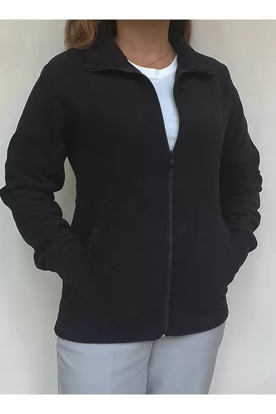 Giacca cappotto in pile invernale da donna con tasche