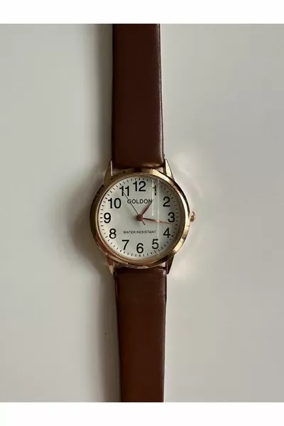 Retro Damenarmbanduhr Roségold Vintage Style mit Lederarmband