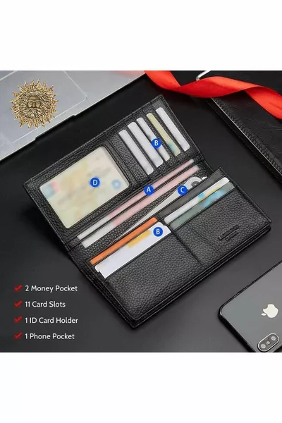 Grimaldi Italian Made Genuine Leather Long Men's Wallet - Long Men's Card Holder